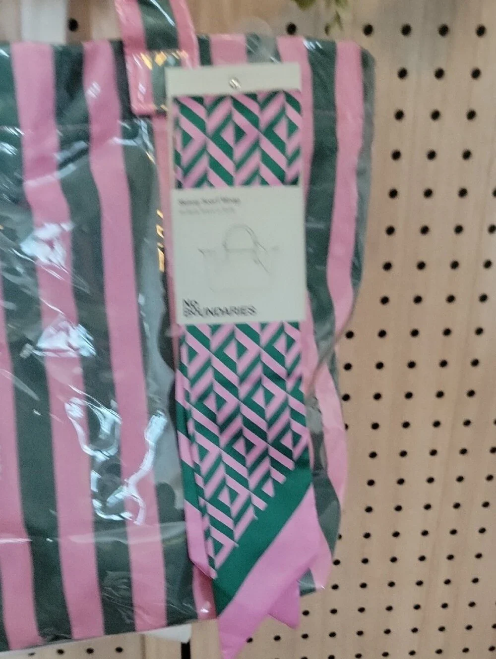 GIFT TOTE Pink and Green Striped Tote with Pale Pink Stanley Tumbler Flamingo